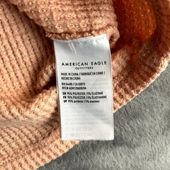American Eagle Waffle Knit Henly Thermal V Neck Shirt Womens Size Large Soft - Picture 6 of 8